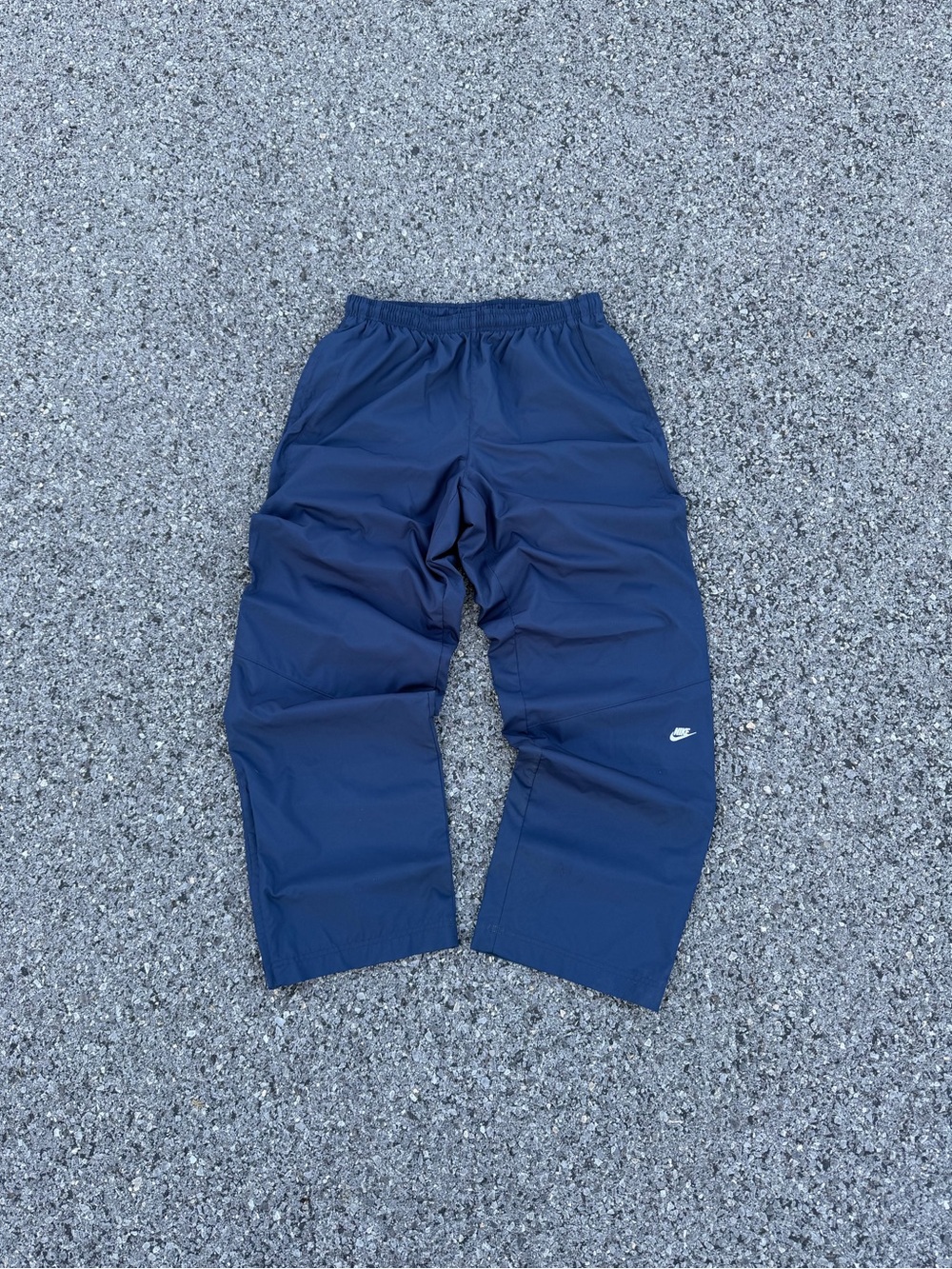 Vintage Nike Y2K Navy Blue Baggy Nylon Windbreaker Track Sweatpants Size Large